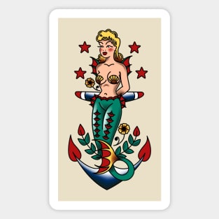 American Traditional Nautical Mermaid and Anchor Magnet